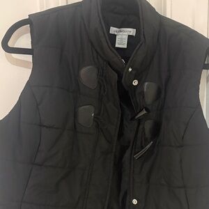 Liz Claiborne Black Quilted Vest with Toggle Details